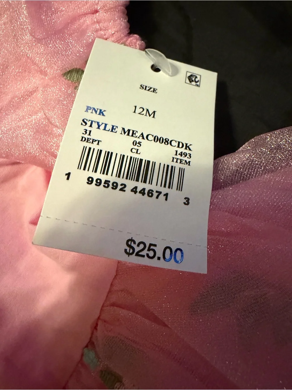 Audrey Camille (target brand ) Girls Pink Floral Tulle Party Dress -12Months